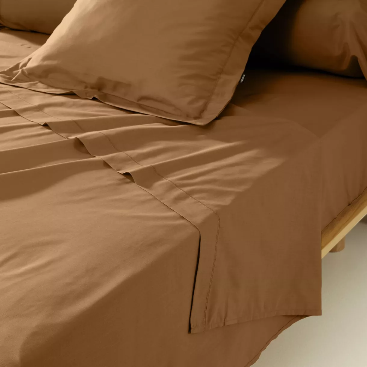 EM - Drap plat point bourdon 180 x 290 cm Percale unie CALI Camel