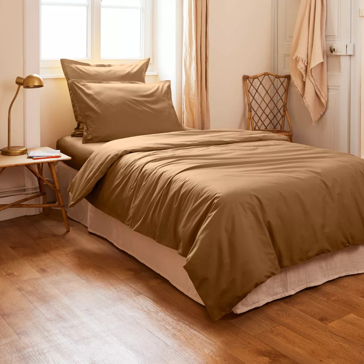 EM - Housse de couette 140 x 200 cm Percale unie CALI Camel
