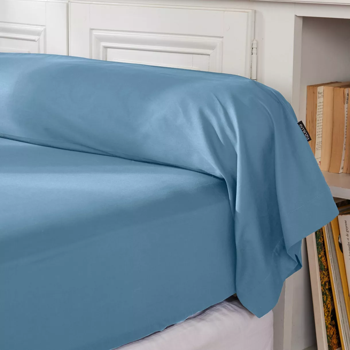 EM - Taie de traversin ¯ 27 x 185 cm Percale unie CALI Bleu ciel
