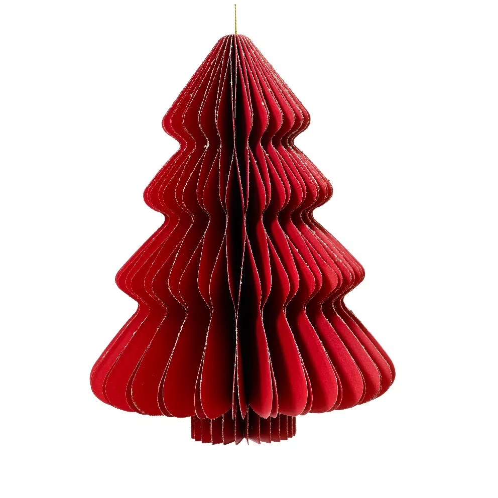 1 Sapin papier 56 couches papier 120gsm dia30-H40cm rouge MAGNETIQUE