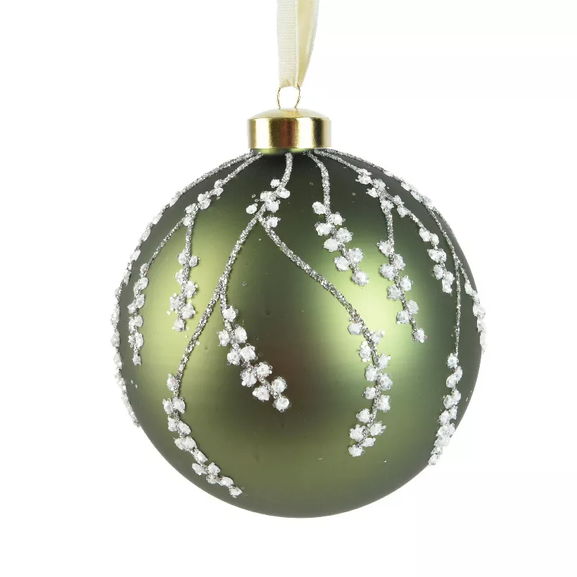 Boule de Noël en verre (D120 mm) Tombée de neige Vert