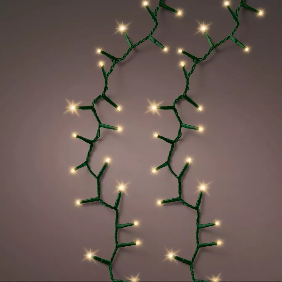 Guirlande lumineuse 34 m 1500 LED câble vert Luxe Blanc chaud Champagne