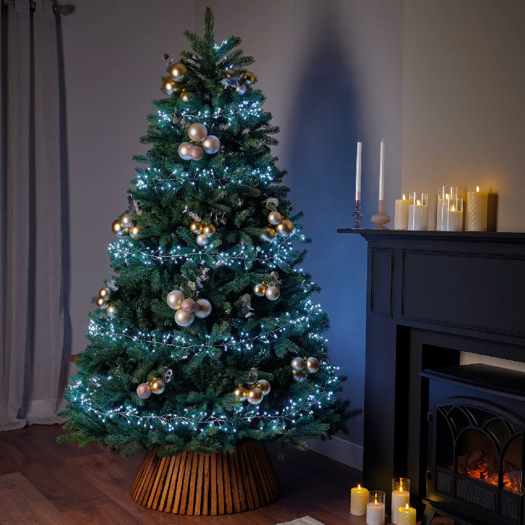Guirlande lumineuse 12 m 960 Micro LED câble argent Luxe Blanc froid