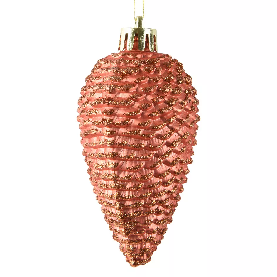 LOT DE 6  Pomme de pin polystyrene dia4.50-H8cm warm orange ALPINE