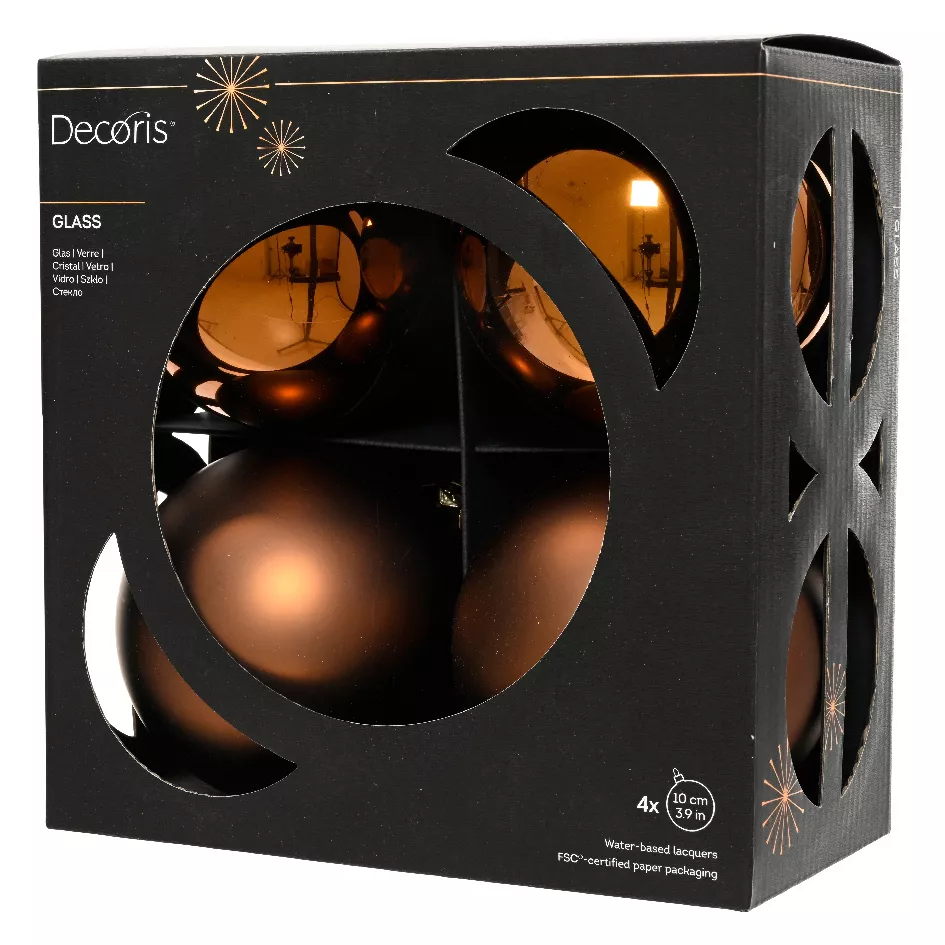 Boite a 4 Boules verre dia10cm espresso  Boréal (EMBALLAGE 100% RECYCLE certifié fsc)