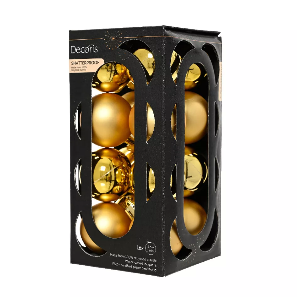 BOITE DE 16  Boules polystyrene dia4cm or ARAVIS (EMBALLAGE 100% RECYCLE certifié fsc)
