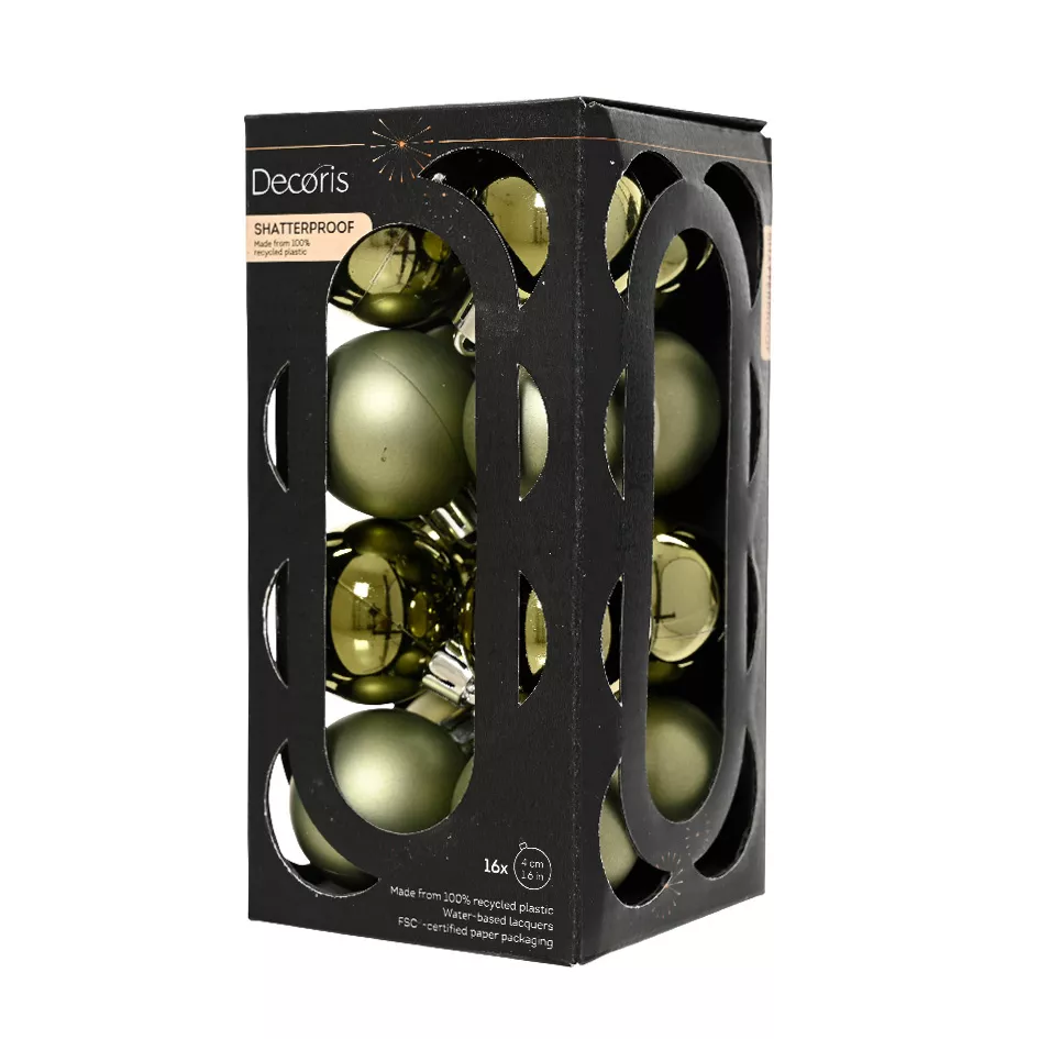BOITE DE 16  Boules polystyrene dia4cm vert romarin ARAVIS (EMBALLAGE 100% RECYCLE certifié fsc)