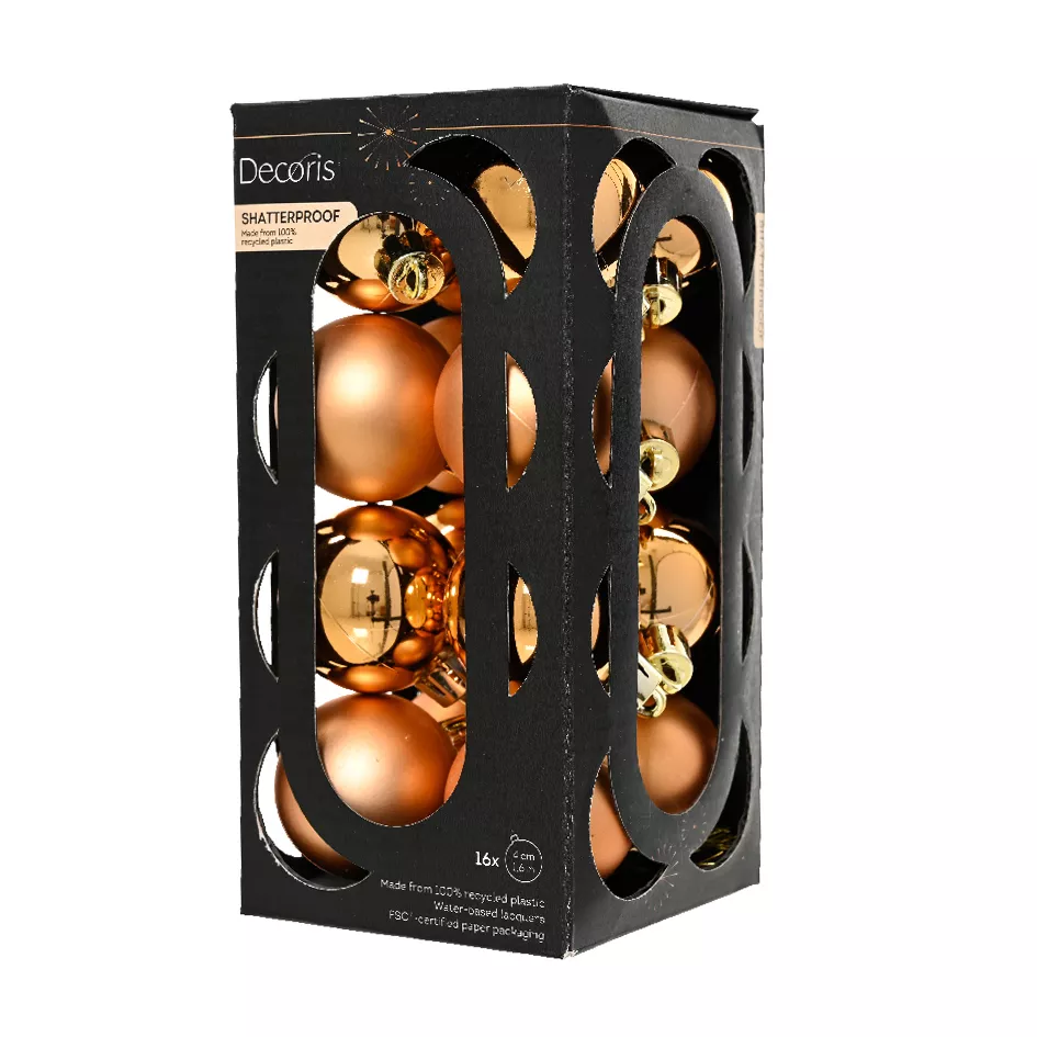 BOITE DE 16  Boules polystyrene dia4cm cognac ARAVIS (EMBALLAGE 100% RECYCLE certifié fsc)