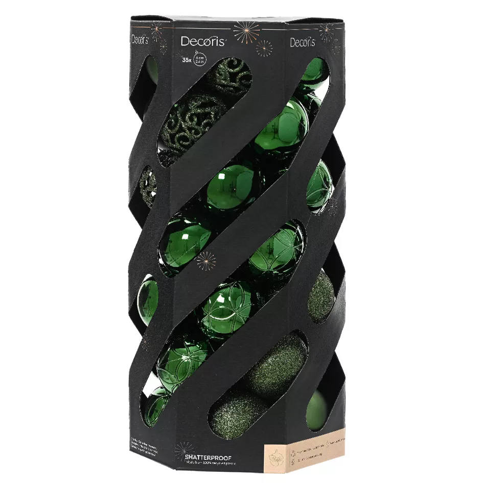 LOT DE 35  Boules polystyrene dia6.00cm vert pin Aravis mix