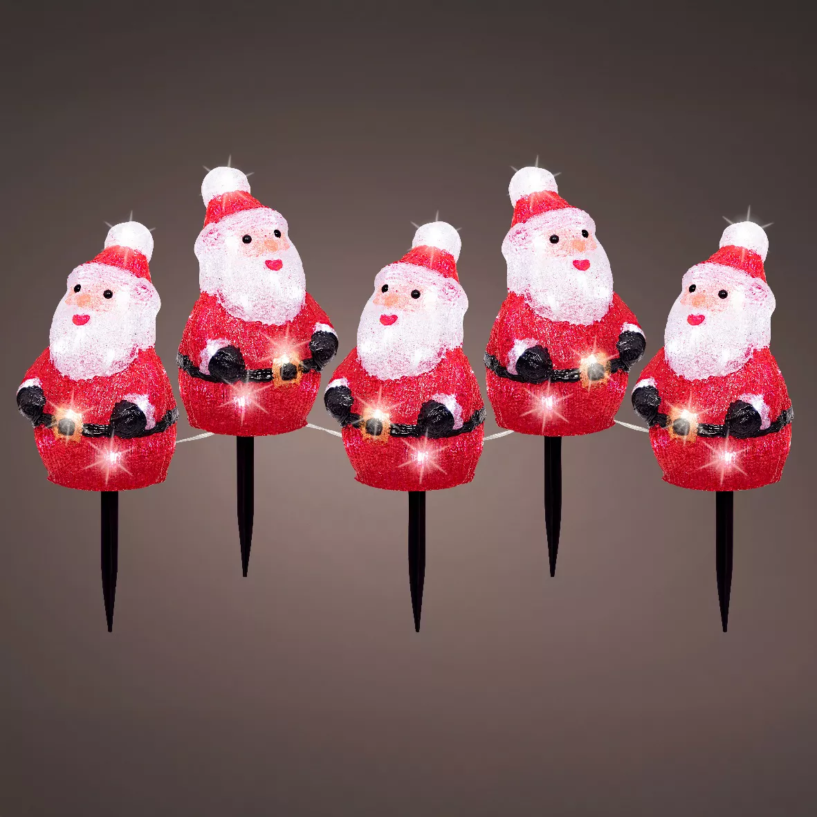 LOT DE 5  LED pique jardin lumineux extŽrieur L12.30-W400.00-H20.50cm-100L rouge/blanc froid 