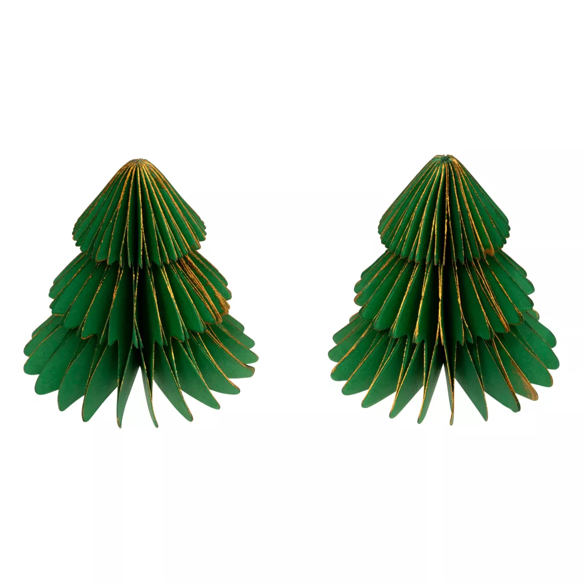 Lote de 2 mini árboles decorativos (H6 cm) Papel magnético Verde Pino