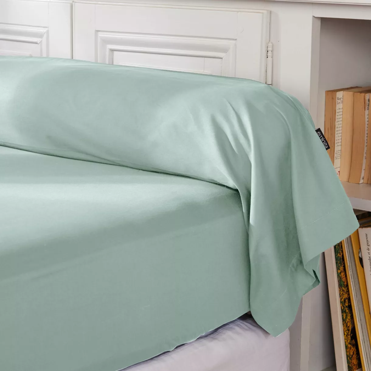 EM - Taie de traversin ¯ 27 x 185 cm Percale unie CALI Eucalyptus
