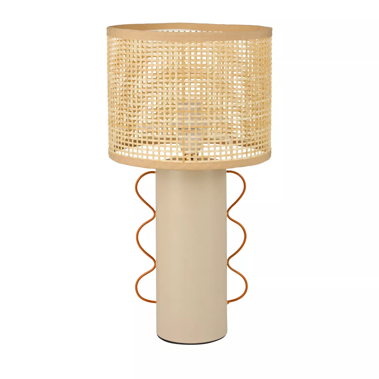 Lampe MŽtal Bambou 'Amphore' Beige Orange - Bambou CertifiŽ FSC¨ Dim : l18.5xH35xP18.5cm