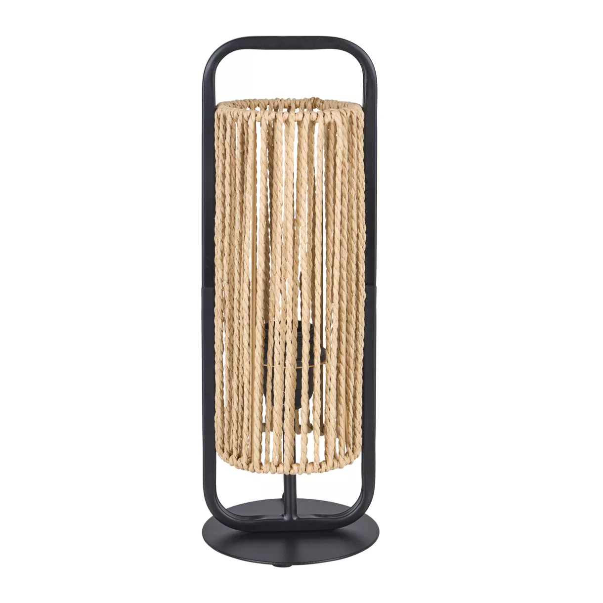 Lampe Corde MŽtal 'Tanzanie' Noire Beige - Papier CertifiŽ FSC¨ Dim : l13xH37xP13cm
