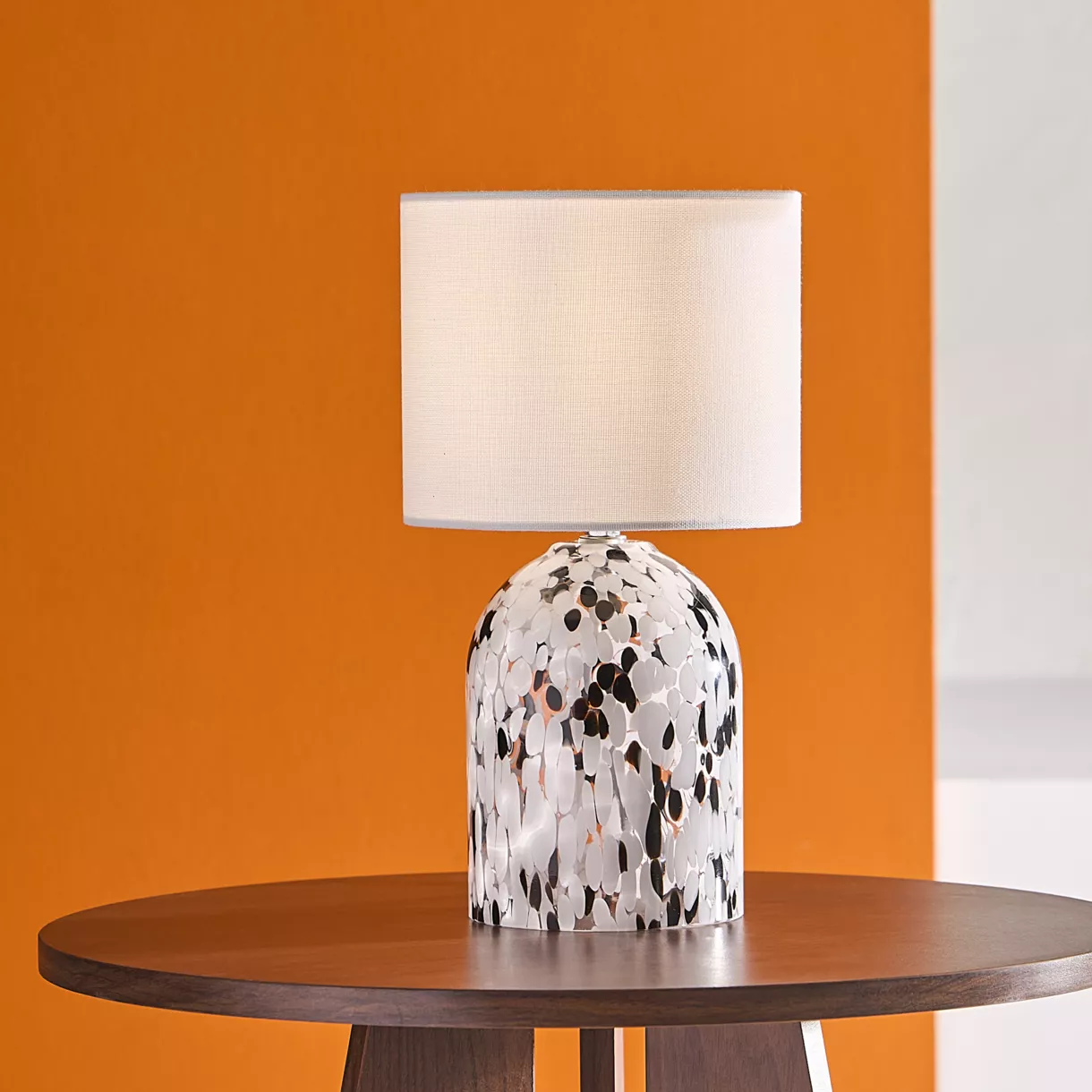 Lampe Verre Lin 'Pepper' Noire Blanche  Dim : l17xH31xP17cm