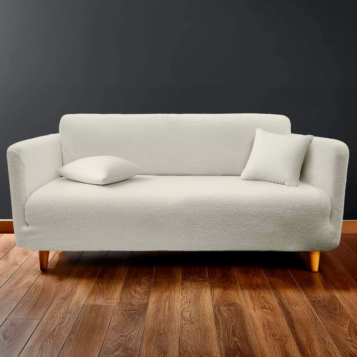 Protge CanapŽ Extensible (225 x 245 x 60 cm) Laina Naturel, Polyester Bouclette