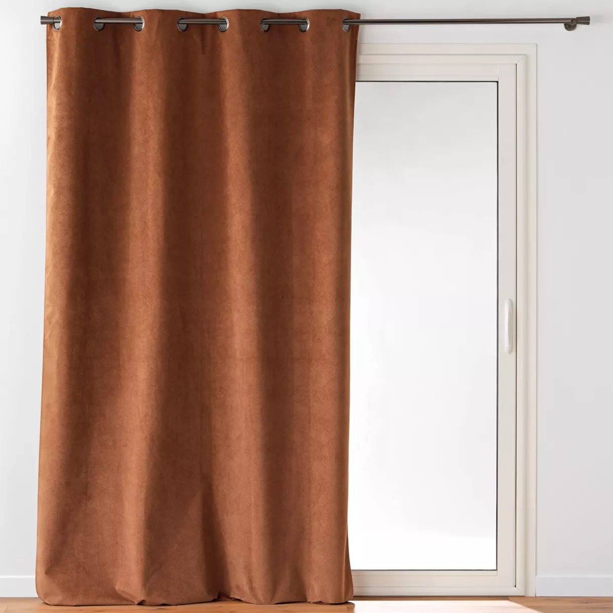 Rideau ˆ Oeillets (140 x 260 cm) Olympe Camel, 100% Occultant en Velours Relief
