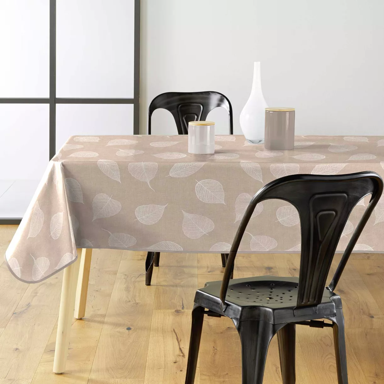 Nappe Rectangle (140 x 240 cm) Feuillys Blanc, PVC Textilia