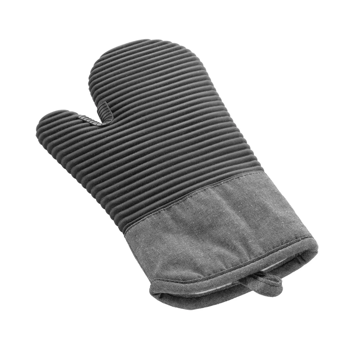 Gant de Cuisine Ambidextre (30x18 cm) Adam Anthracite, Chambray ImprimŽ et Silicone