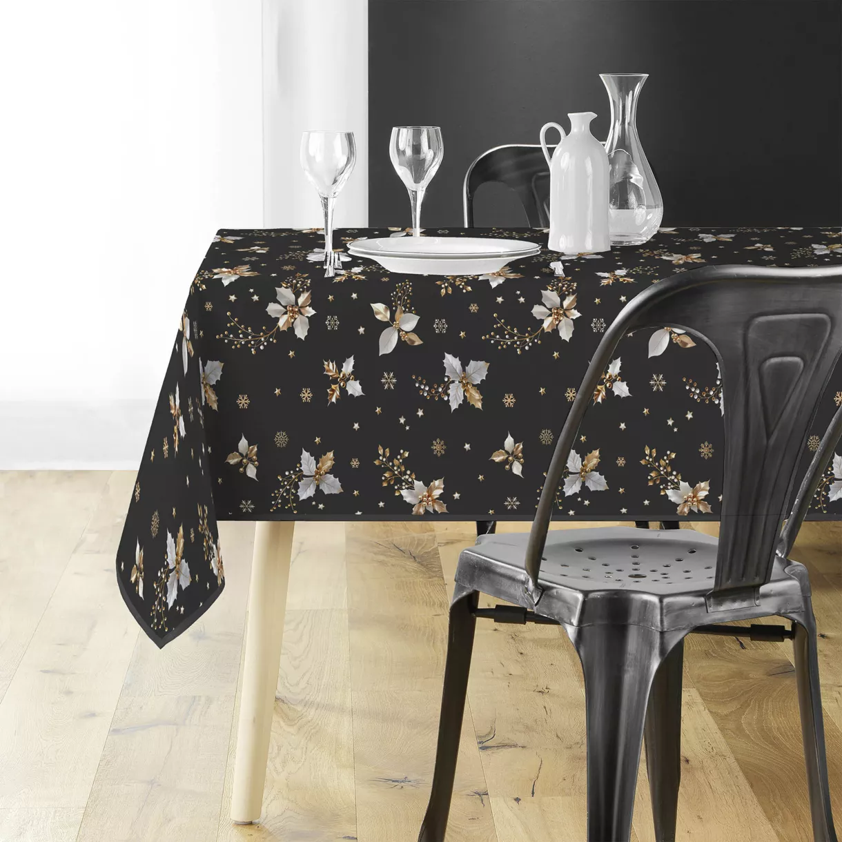 NAPPE RECTANGLE 150 x 300 CM POLYESTER IMPRIME GUIDO ANTHRACITE