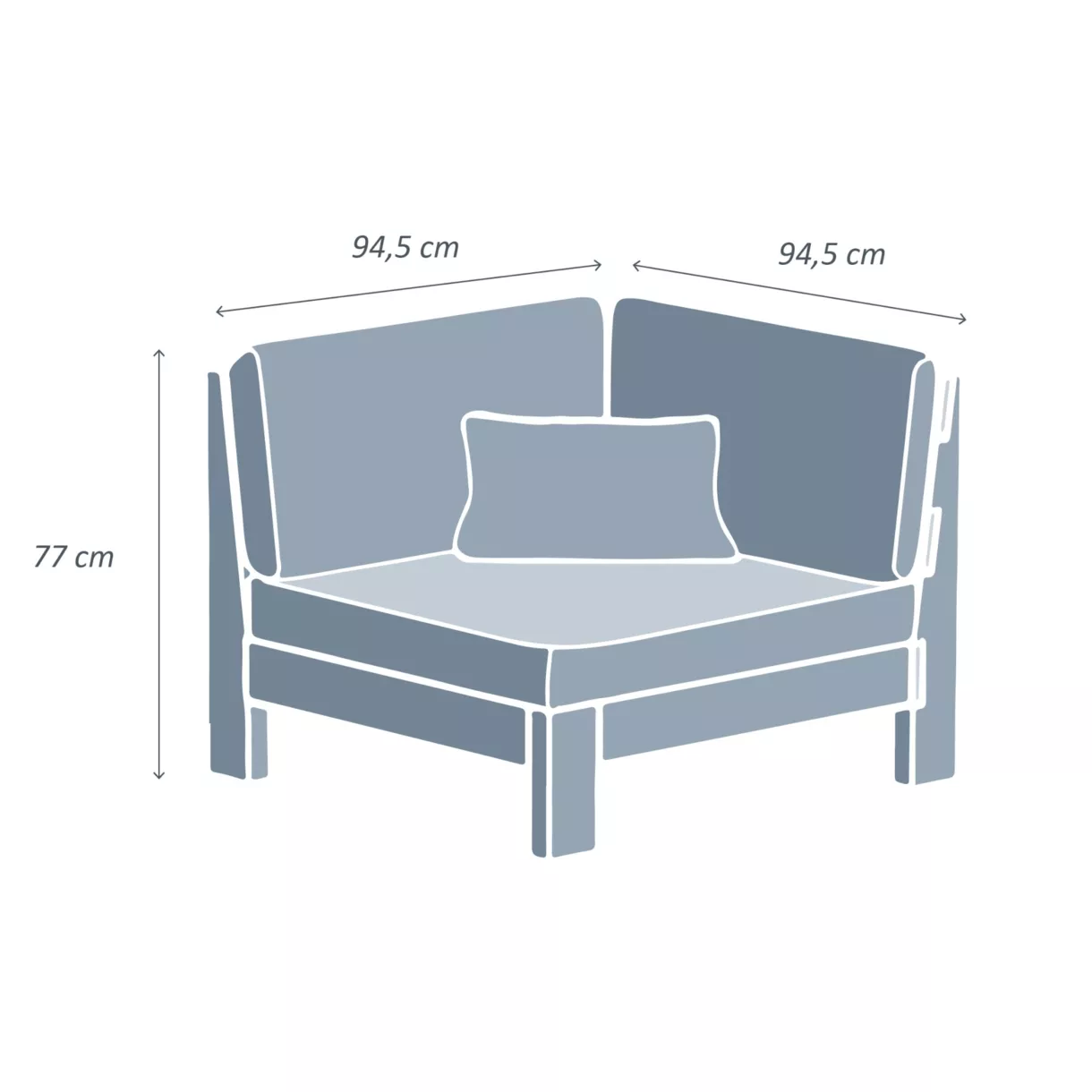 Sillón de esquina para jardín hecho de madera de acacia Bornéo - Gris antracita