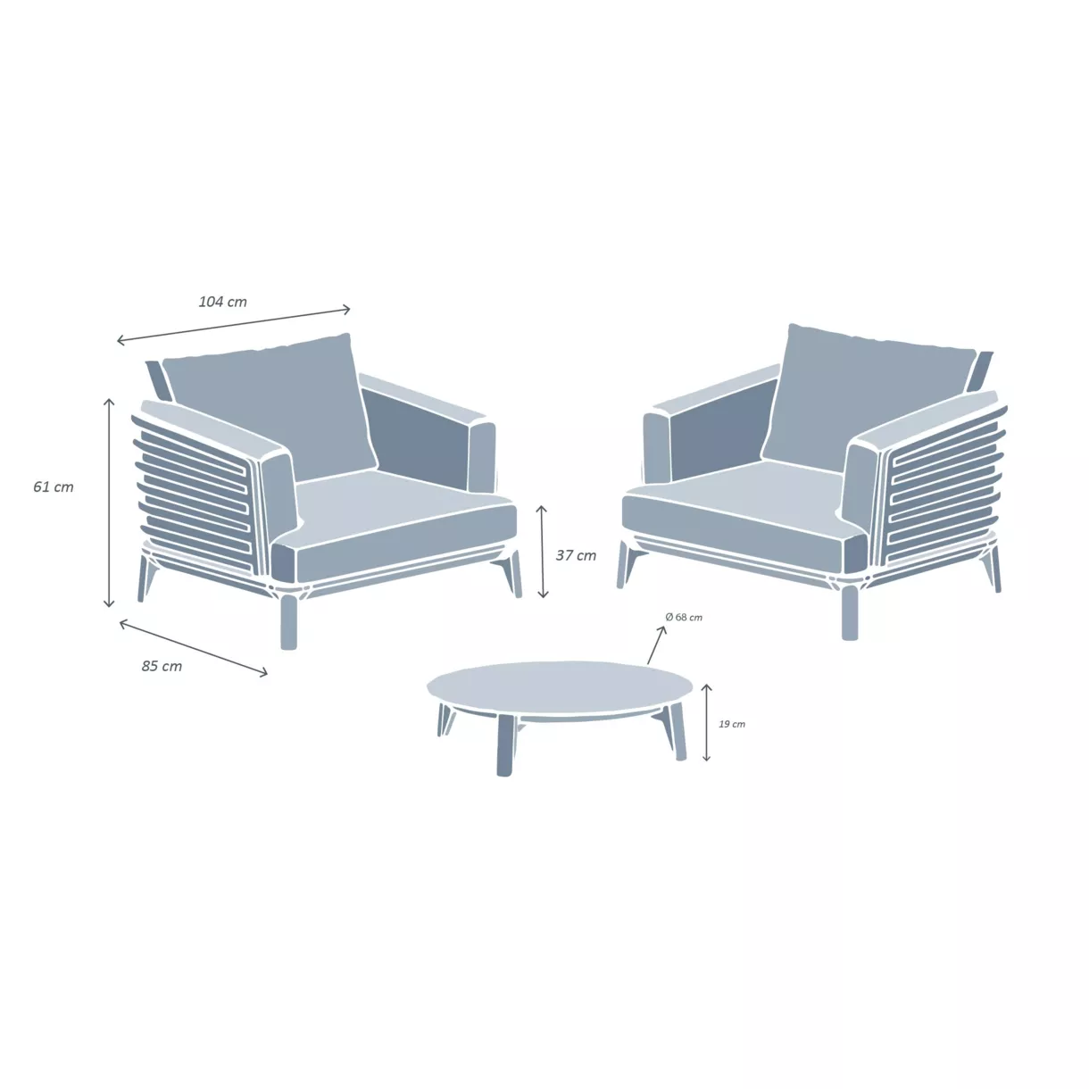 Tuinset van aluminium 2 zitplaatsen 3-delig Monte Carlo Wit en taupe