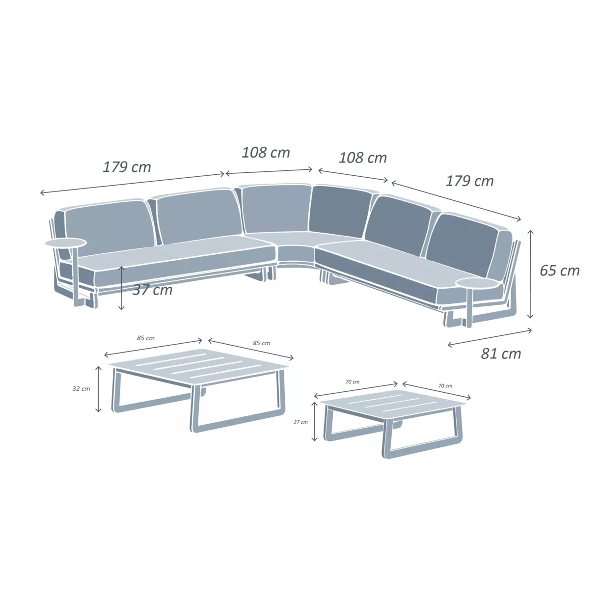 Loungeset Long Beach Wit - 7 zitplaatsen 7