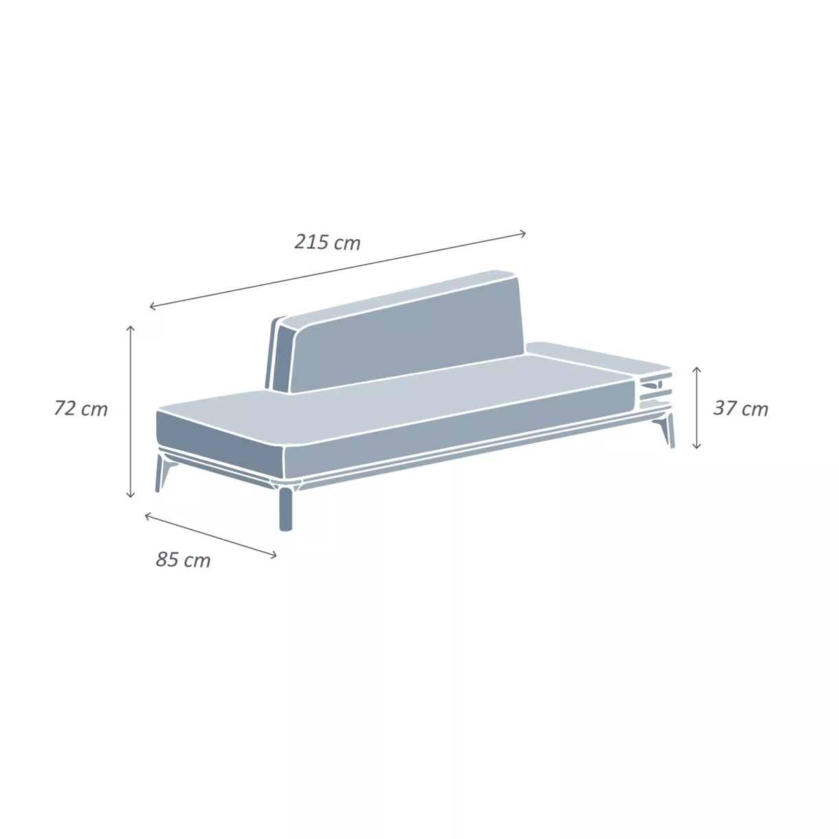 Méridienne de jardin en aluminium Monte Carlo Gris anthracite