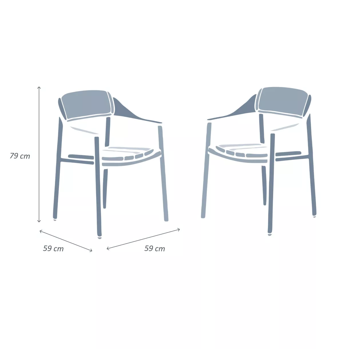 Lote de 2 sillones de jardín de aluminio Monte Carlo Gris antracita