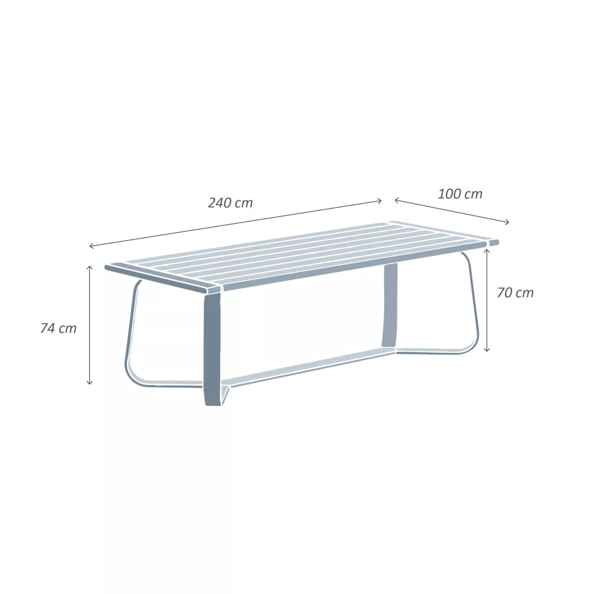 Rechthoekige aluminium tuintafel 10 plaatsen (240 x 100 cm) Long Beach Aswit 