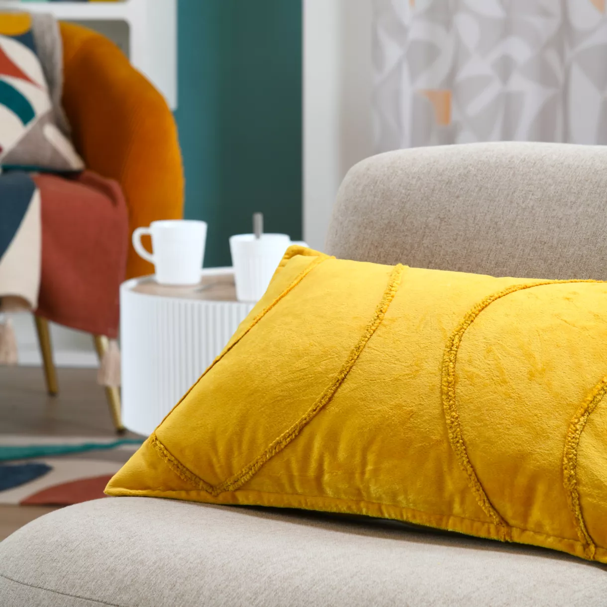 COUSSIN BLOKKEN MOUTARDE 30X50