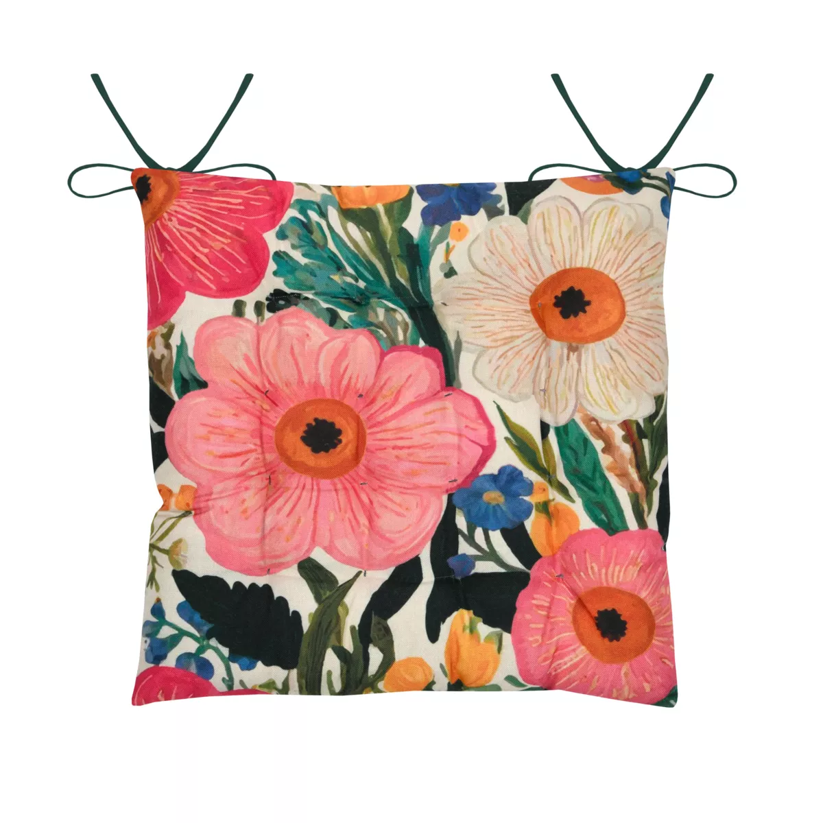 Cojín de silla cuadrado de algodón (38 x 38 cm) Betty Multicolor