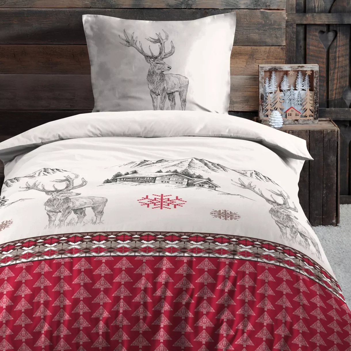 PARURE HOUSSE DE COUETTE BAUGES ROUGE 140X200