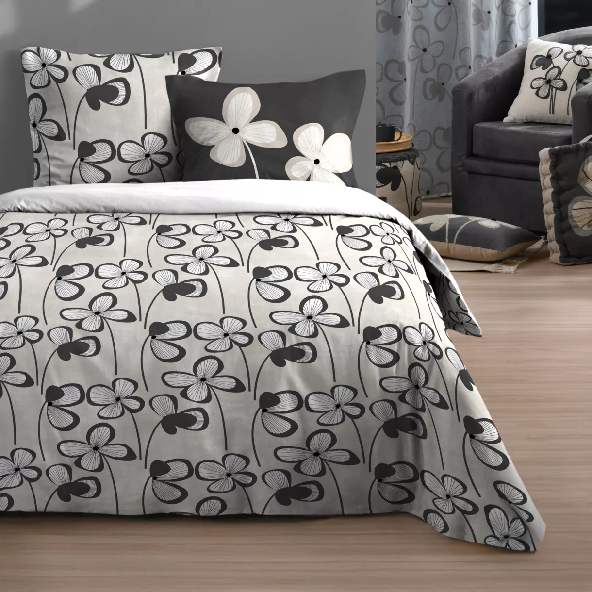 PARURE HOUSSE DE COUETTE TILDA GRIS 240X220