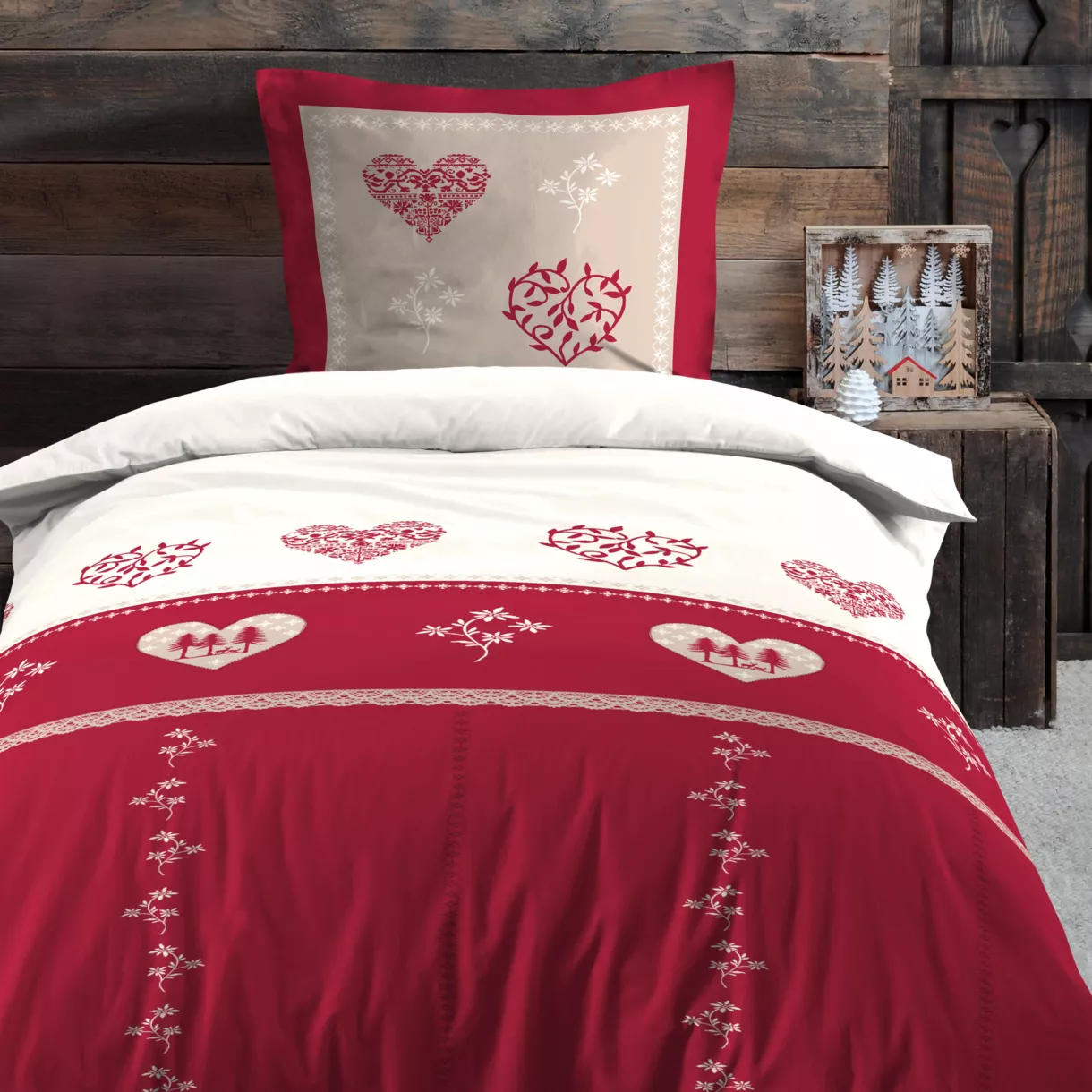 PARURE HOUSSE DE COUETTE MODANE ROUGE 140X200