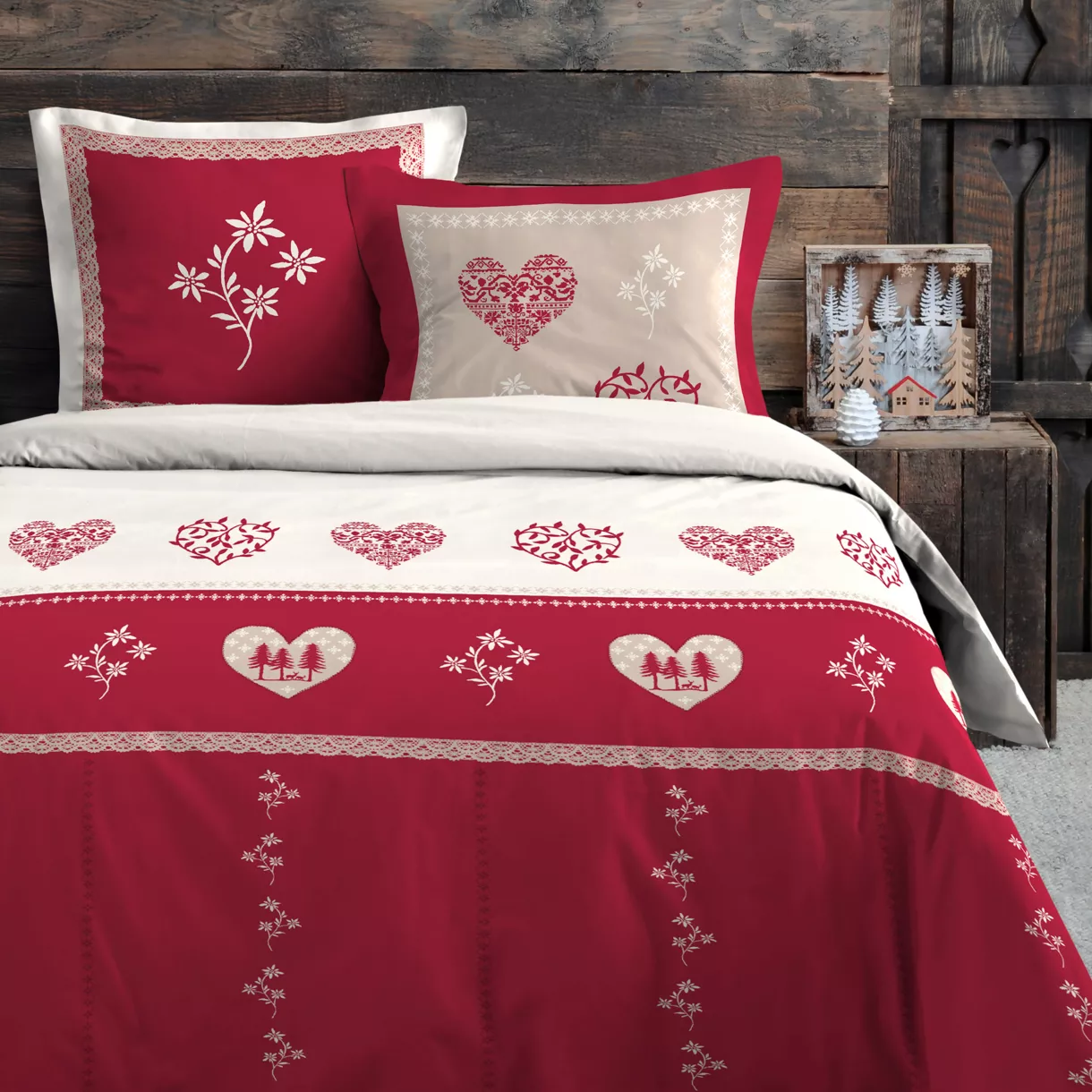 PARURE HOUSSE DE COUETTE MODANE ROUGE 240X220
