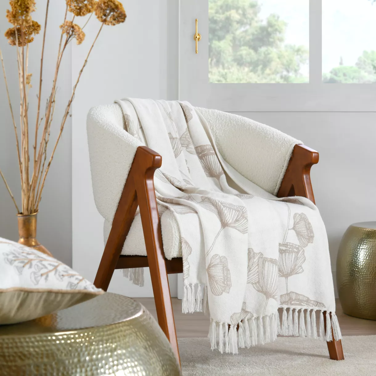 PLAID ORIANA NATUREL 125X150