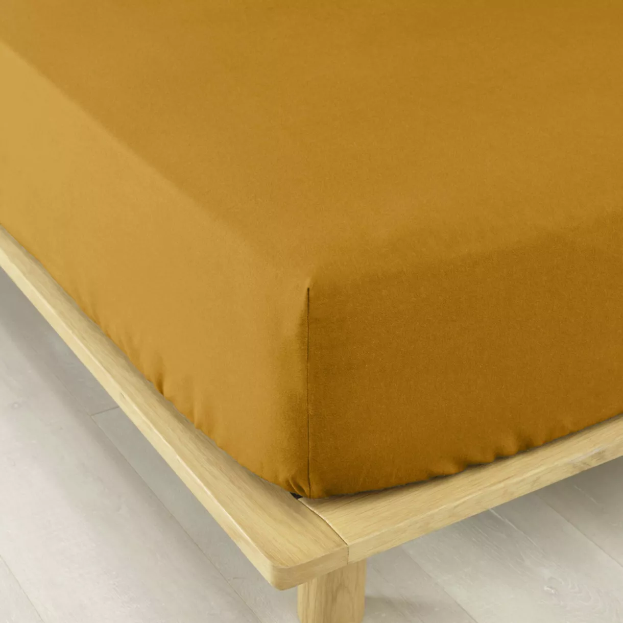 Drap housse flanelle de coton (140 x 200 cm) Nina Jaune ocre