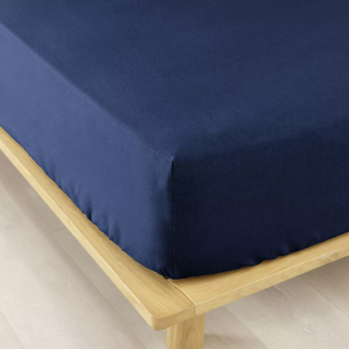 Drap housse flanelle de coton (200 x 200 cm) Nina Bleu nuit