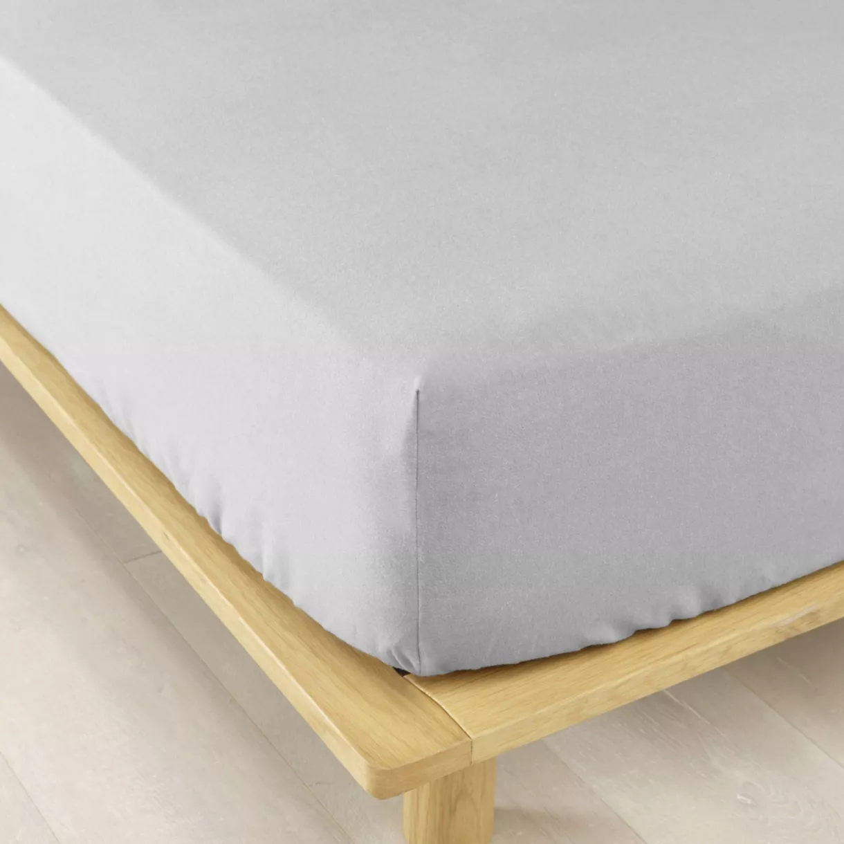 Drap housse flanelle de coton (140 x 200 cm) Nina Gris clair