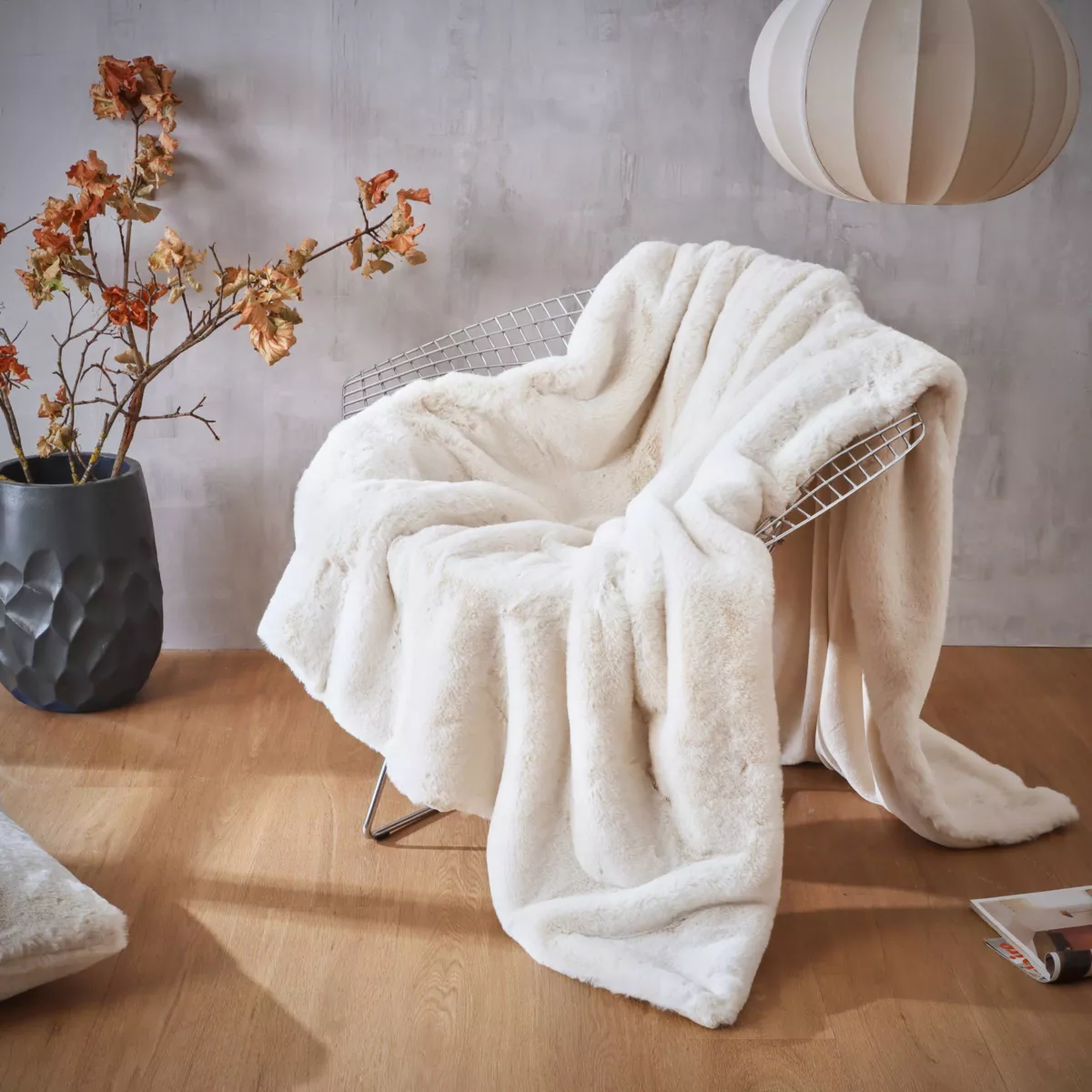 Manta de piel sintética (140 x 200 cm) Finn Blanco