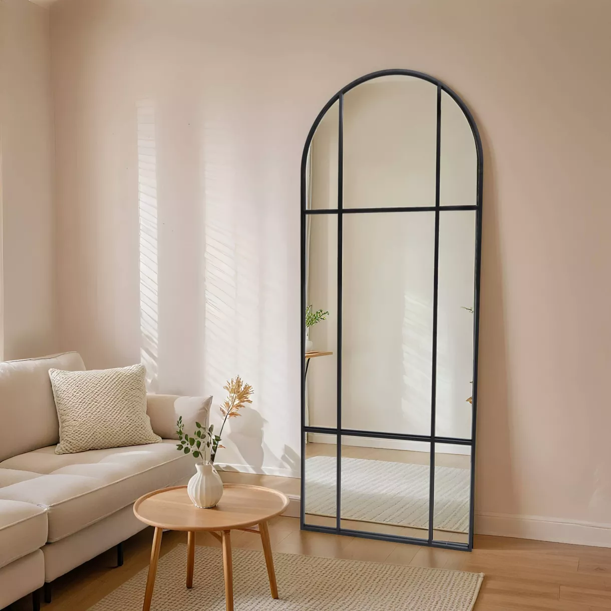 Gran espejo de pie en metal (H173 cm) Industrial Negro