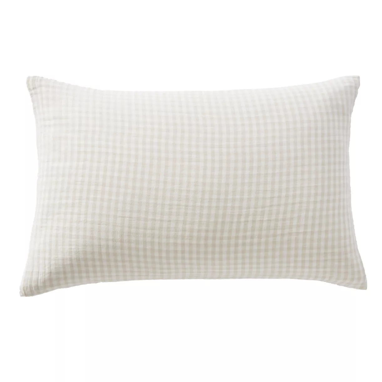 Rechteckiger Kissenbezug aus Baumwollgaze (50 x 80 cm) Gaïa Vichy Beige