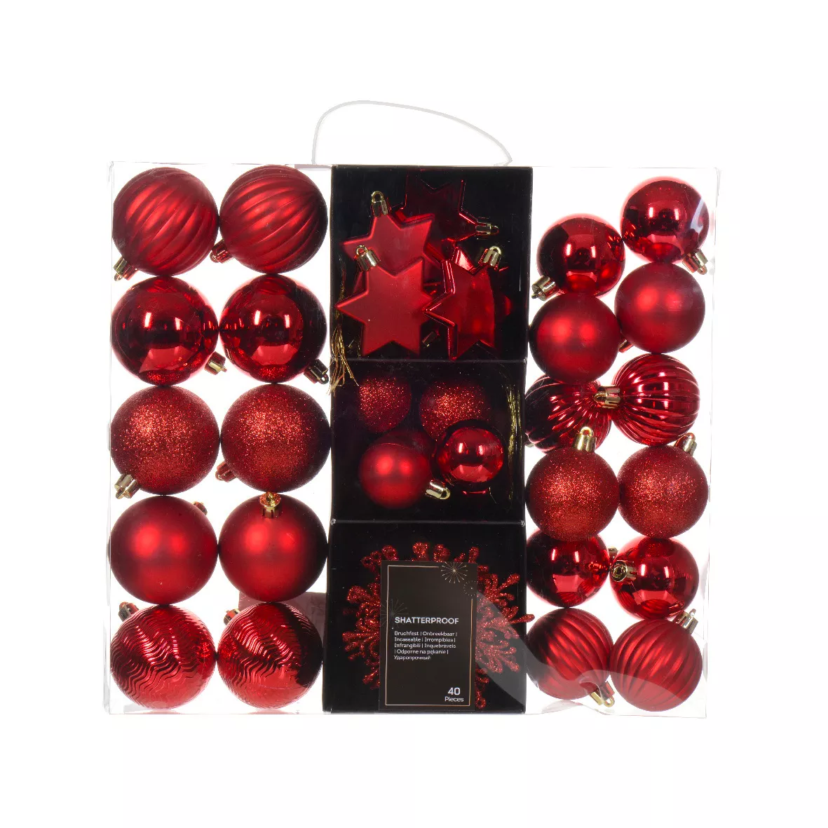 Kit de decoración de Árbol de Navidad (40 pcs) Cristal Rojo