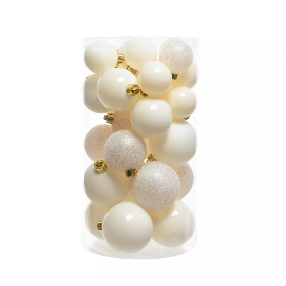 30er Set Weihnachtskugeln Alpin Wollweiß 1