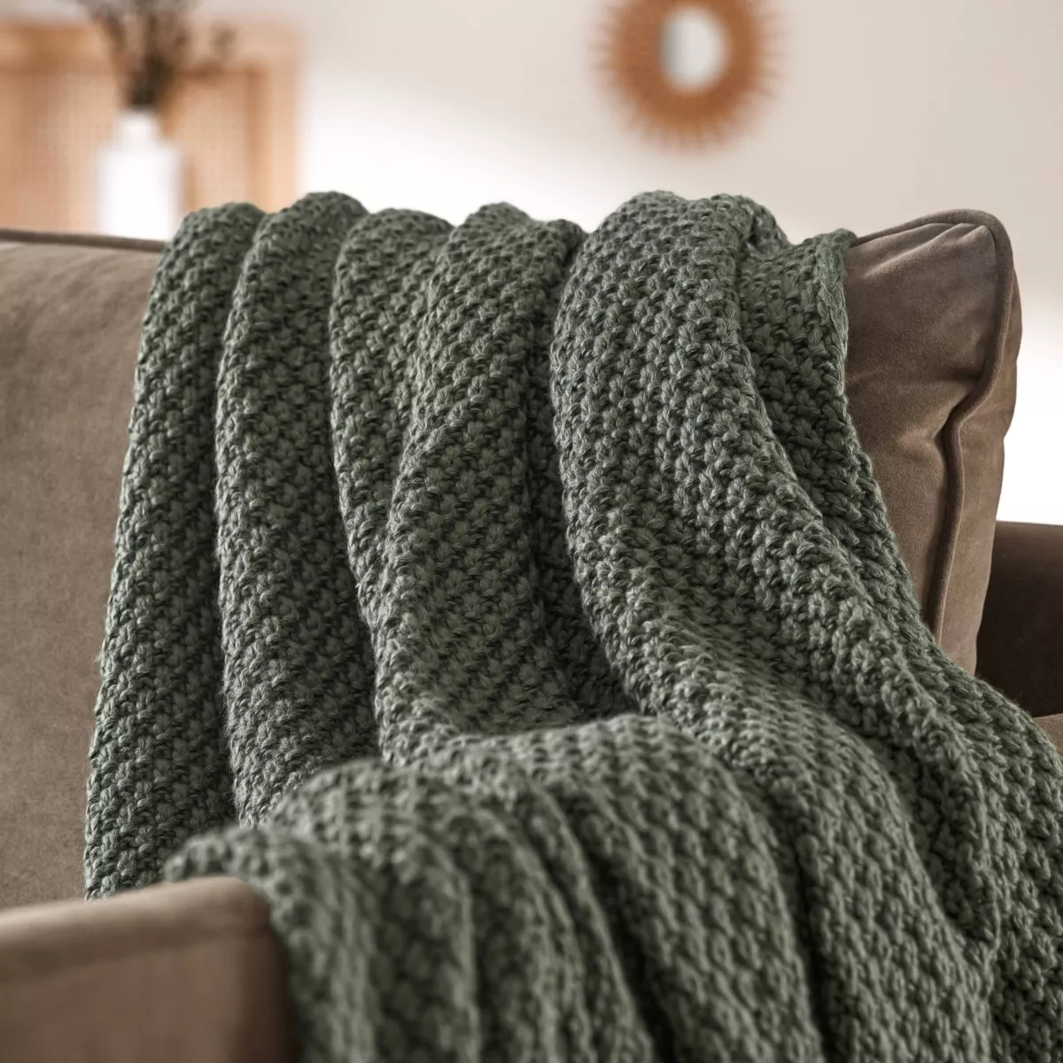 Manta de punto (125 x 150 cm) Tessa Verde caqui