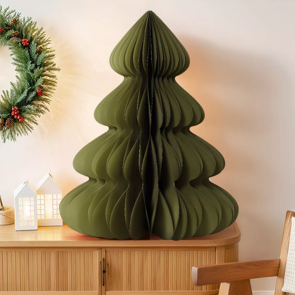 Albero di carta da posizionare (H90 cm) Chiusura Magnetica Verde