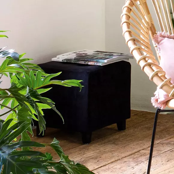 Pouf Velours Leandre Noir 2