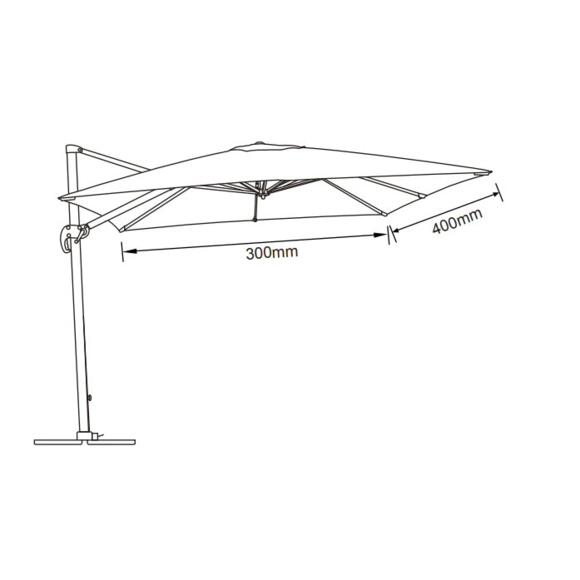 Parasol rectangular de brazo lateral Bahia (L4 x l3 m) - Blanco 3