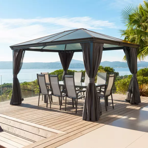 Lot de 4 rideaux de tonnelle Belize (3,6 x 3 m) - Ardoise 2